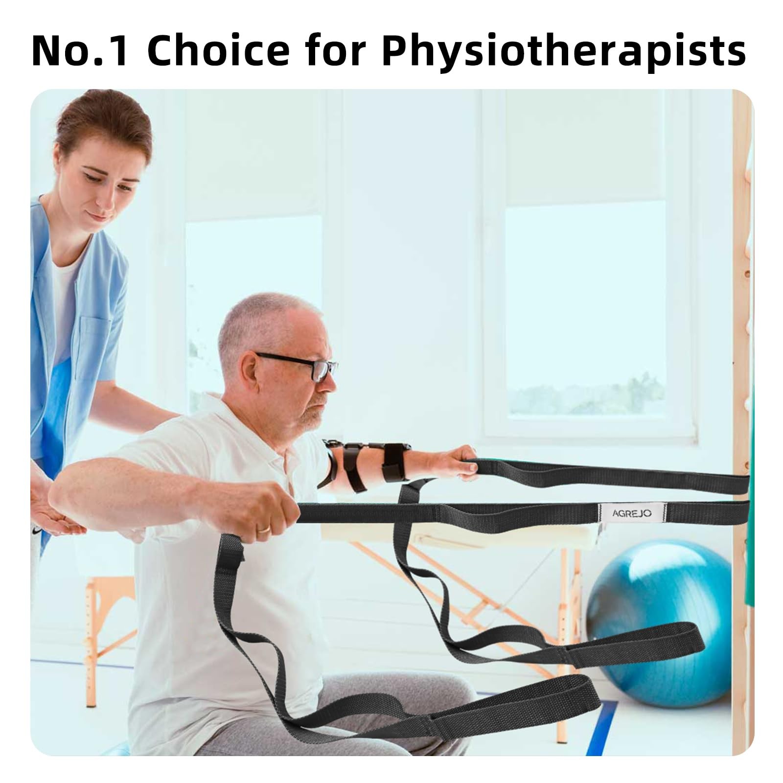 AGREJO Stretching Strap Yoga Strap Physical Therapy for Home Workout, 10 Loop...