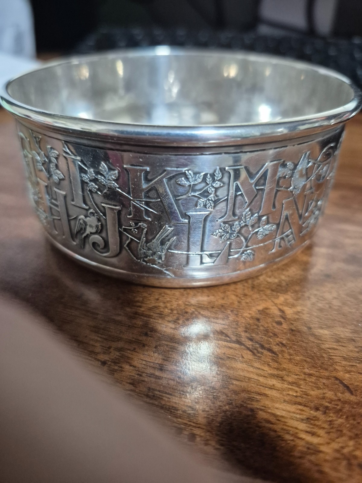 Vintage Kerr Sterling Alphabet w/ Birds & Flowers 2 piece Baby Bowl & Plate