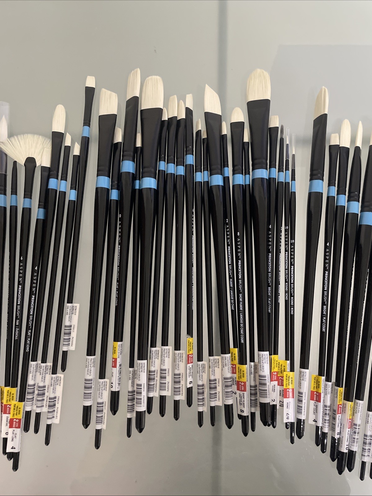 LOT OF 49 - Princeton Aspen Long Handle Oil Acrylic Synthetic Paint Brushes