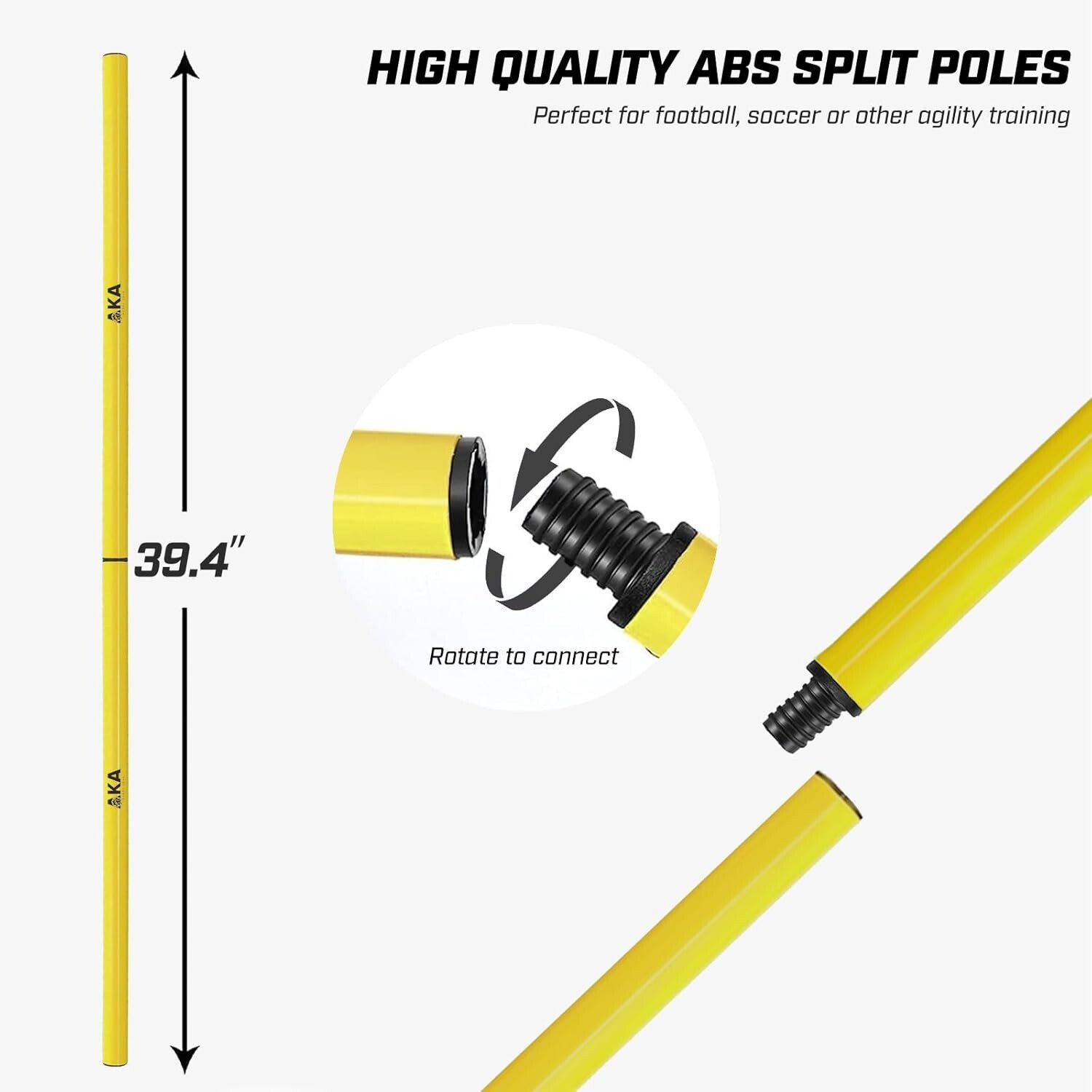 AKA SPORTS GEAR Football Agility Training Pole Accessories (4 Bars with 4 Rubber