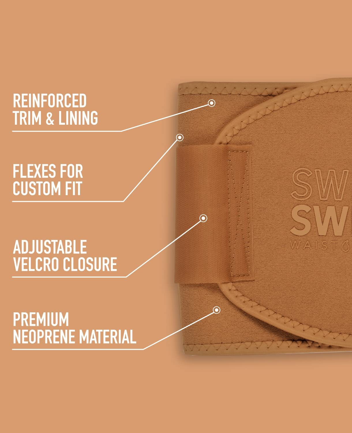 Sweet Sweat Waist Trimmer - Toned Clay Small (35 x 8in) - Wash Bag Included