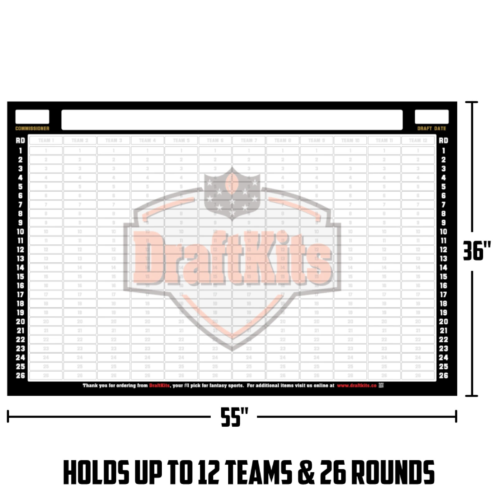 Fantasy Baseball Draft Board Kit - 2026 - DEEP POOL MLB Players - 12 tm/26 rd