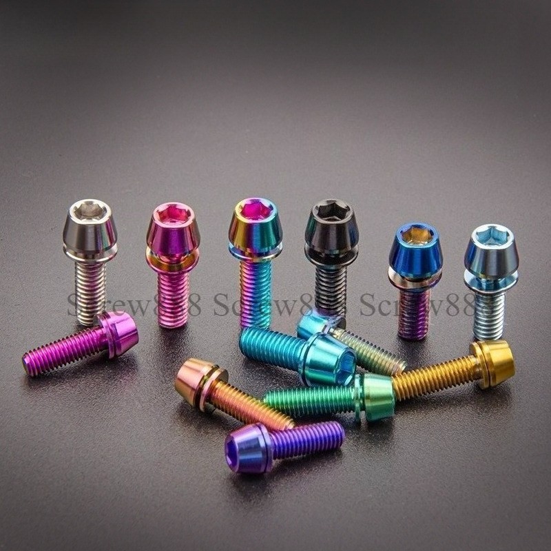 Titanium Bolt M5x16 18 20 25mm Taper Hex Head with Washer Ti Screw for Bike Stem