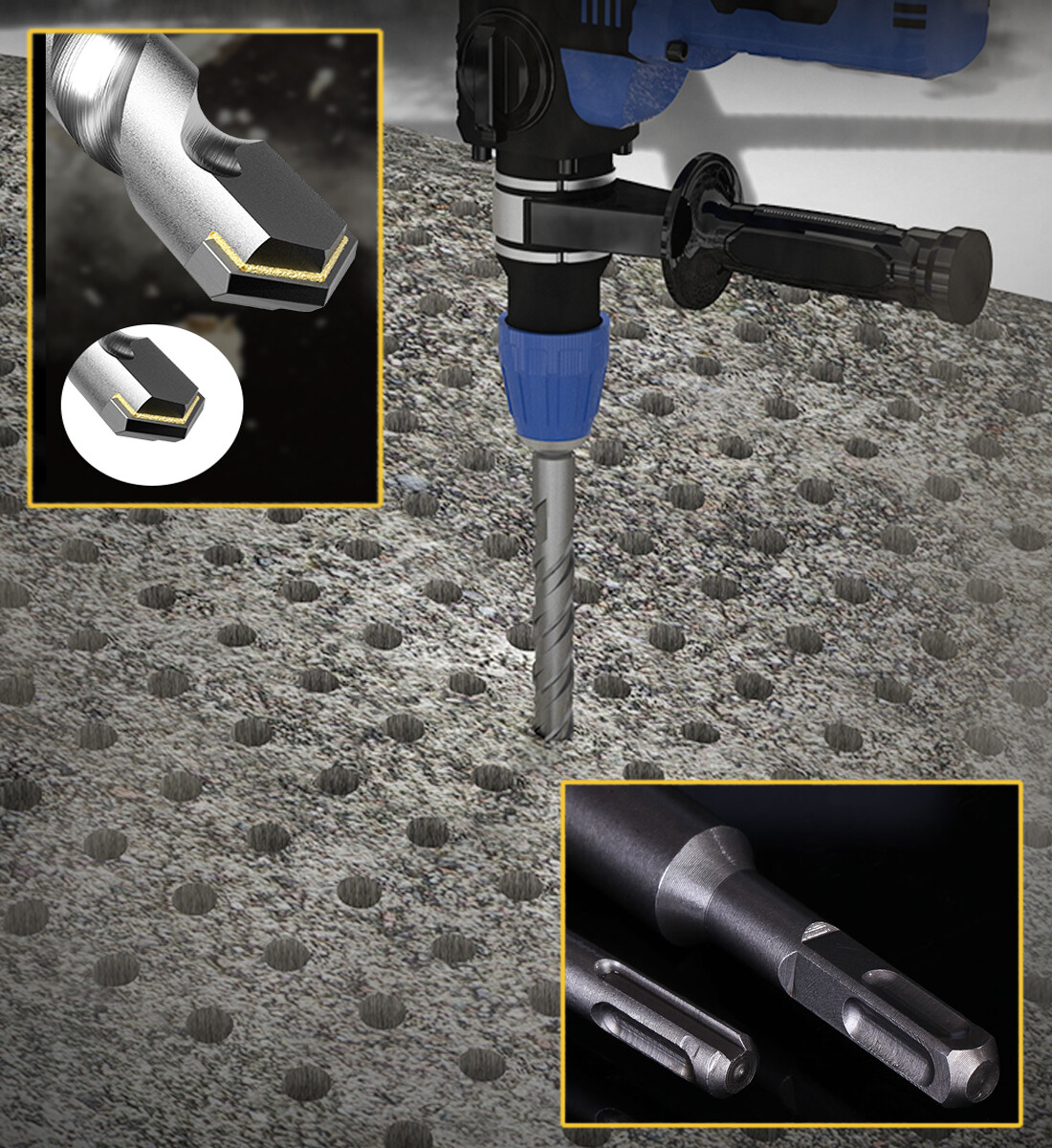 SDS Plus Carbide Tip Rotary Hammer Drill Bit Set for Concrete, 60pcs