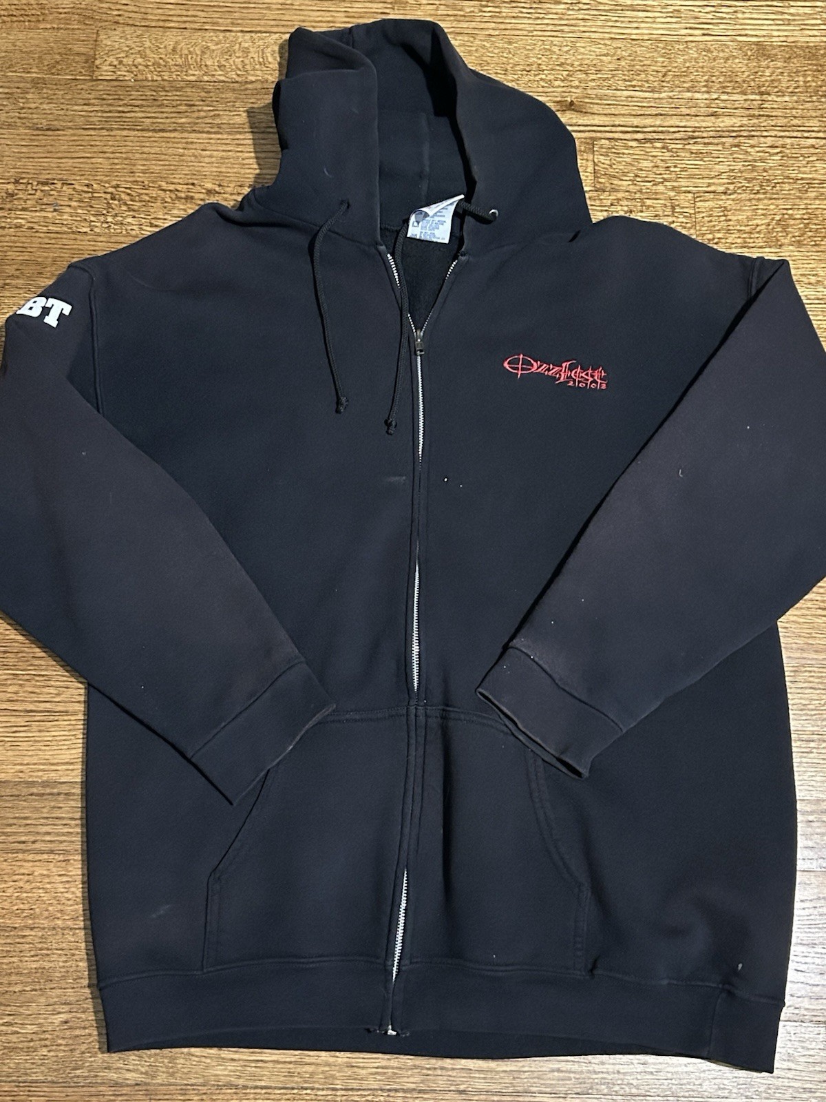 OZZFEST 2003 JACKET OZZY OSBOURNE XL WORN BLACK HOODIE FULL ZIP