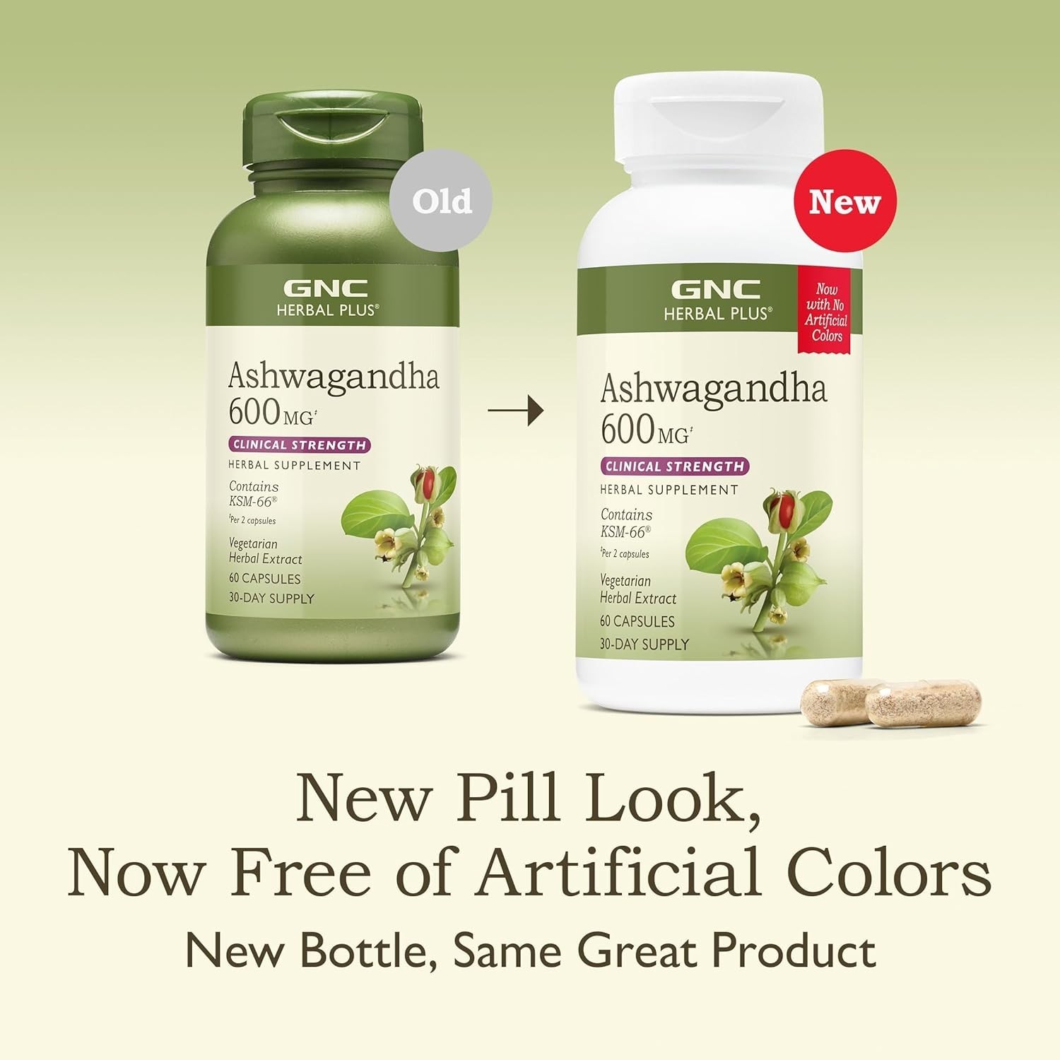 GNC Herbal Plus Ashwagandha 600mg Supplement, Clinical Strength, Vegetarian, Str