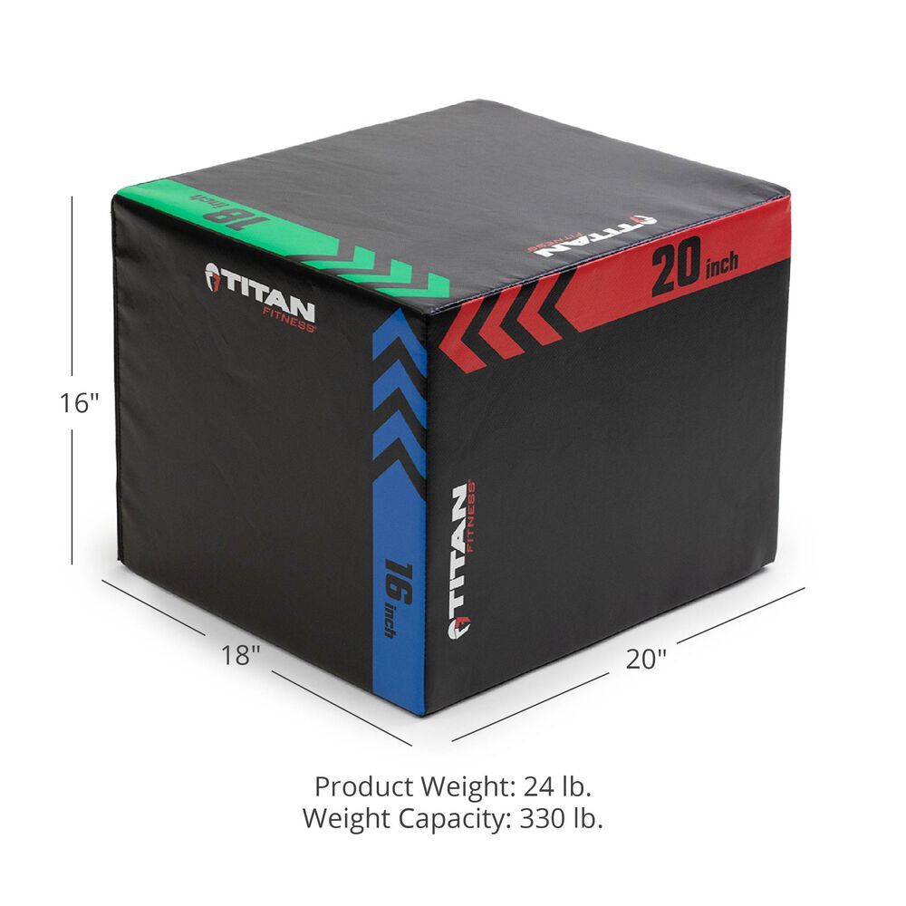 Titan Fitness Heavy Foam Plyometric Box, 16in 18in 20in, 3-In-1 Pro-Duty