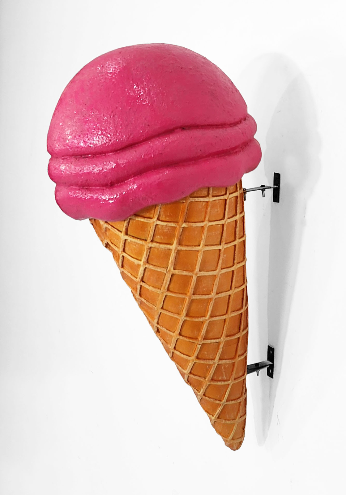 Ice Cream Cone Statue Hot Pink Scoop Wall Hanging Waffle Cone 3Ft Indoor Outdoor