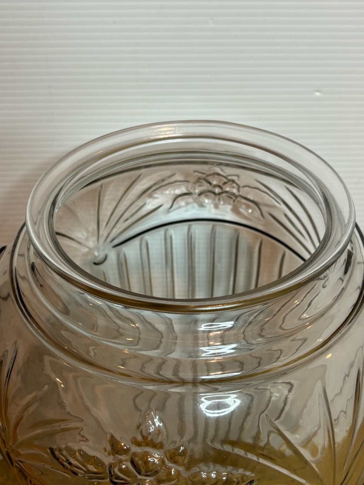 Vintage Clear Cut Thick Heavy Glass Urn Canister Umbrella Cane Stand Vase 16"