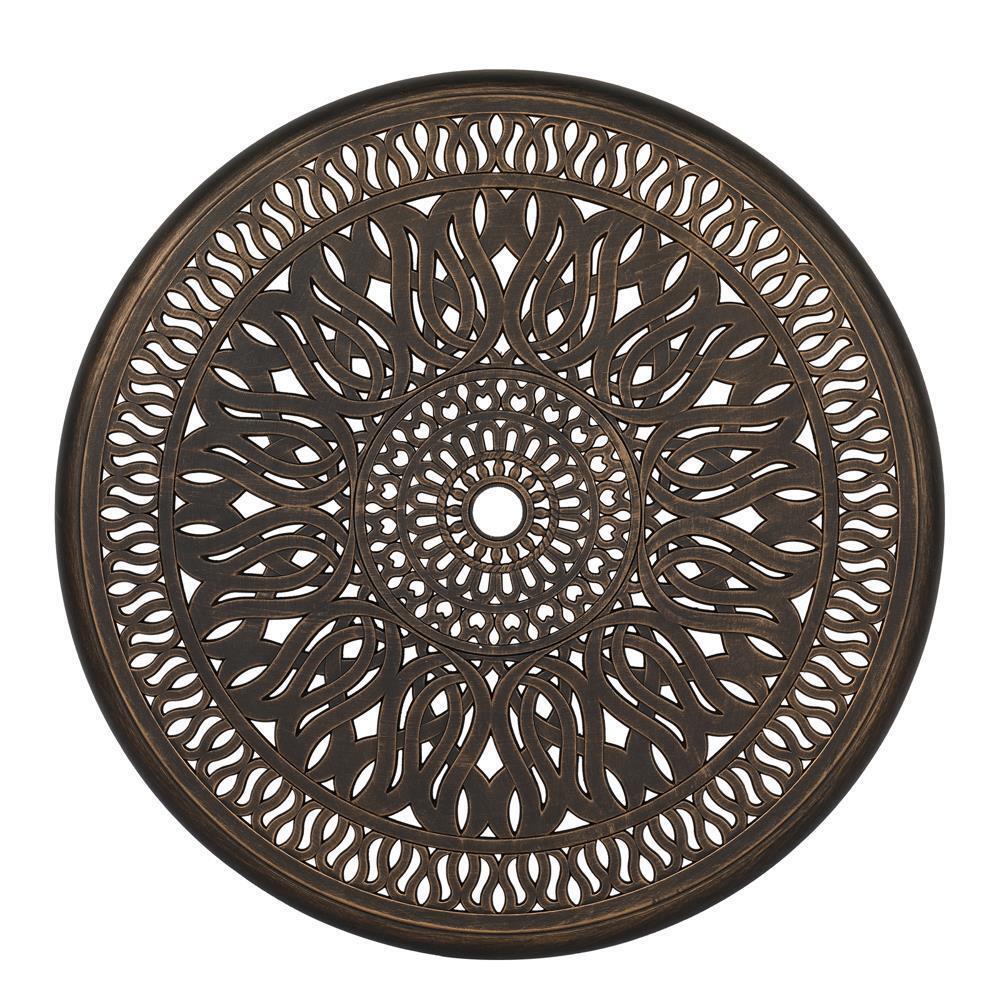 Outdoor Patio Cast Aluminum Dining Bistro Conversation Table with Umbrella Hole