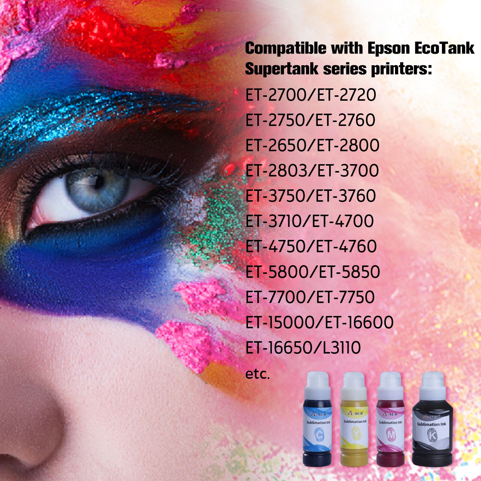 900ML A-SUB Sublimation Ink Fit for Ecotank ET 2400 2760 2720 2803 2850 2800