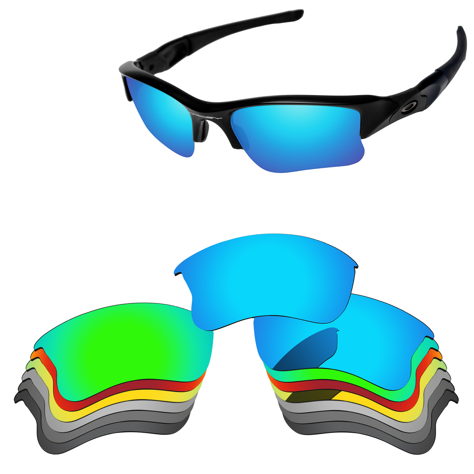 Lenslog Polarized Replacement Lenses For-Oakley Flak Jacket XLJ Multi-Options