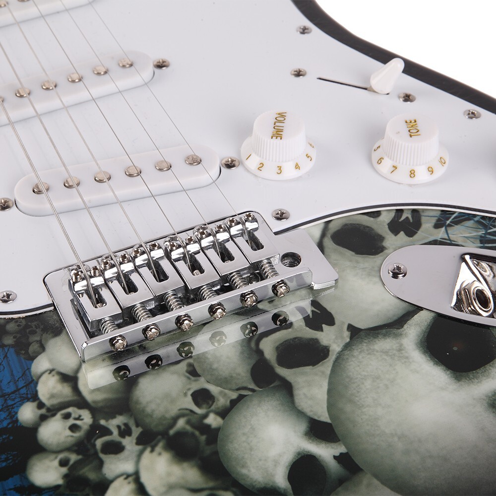 Skull Wasteland Full-Size Electric Guitar Package Strat Style Guitar w/ Gig Bag