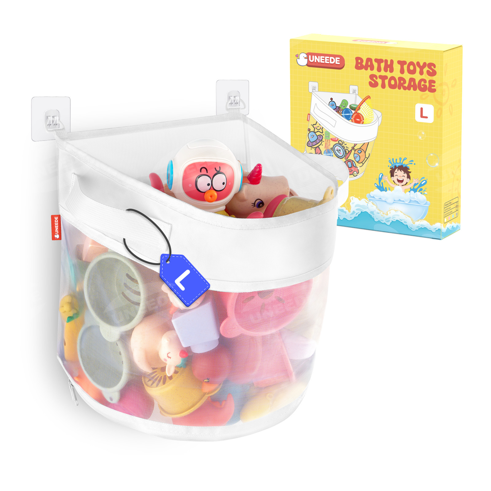 UNEEDE Baby Bath Toy Organizer Bath Toy Mesh Shower Holder for Tub Bathroom