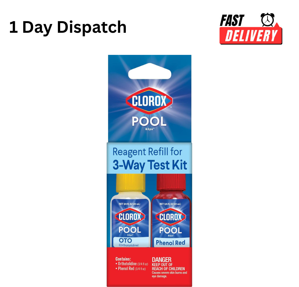 Clorox Pool Spa 3-Way Water Test Kit Refill Solutions 0.5oz OTO Phenol Red