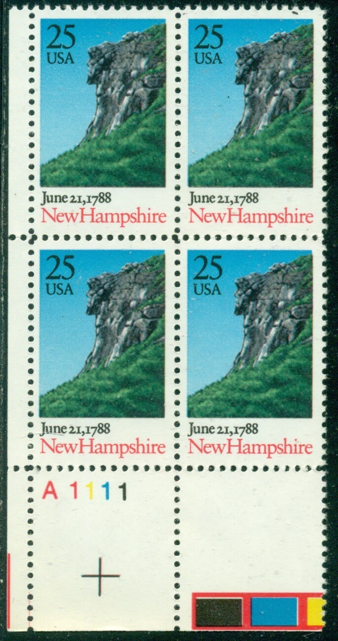 SCOTT # 2344 PLATE BLOCK, NEW HAMPSHIRE, MINT, OG, NH, GREAT PRICE!