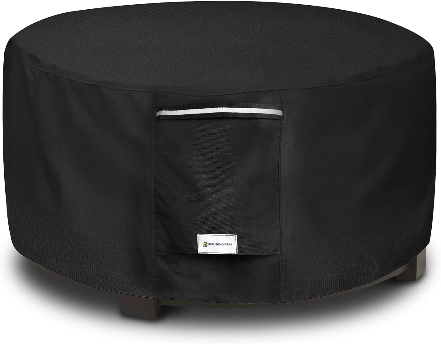 Seal Skin Patio Round Fire Pit Cover, Waterproof PVC Coating, 44” Dia X 24”H