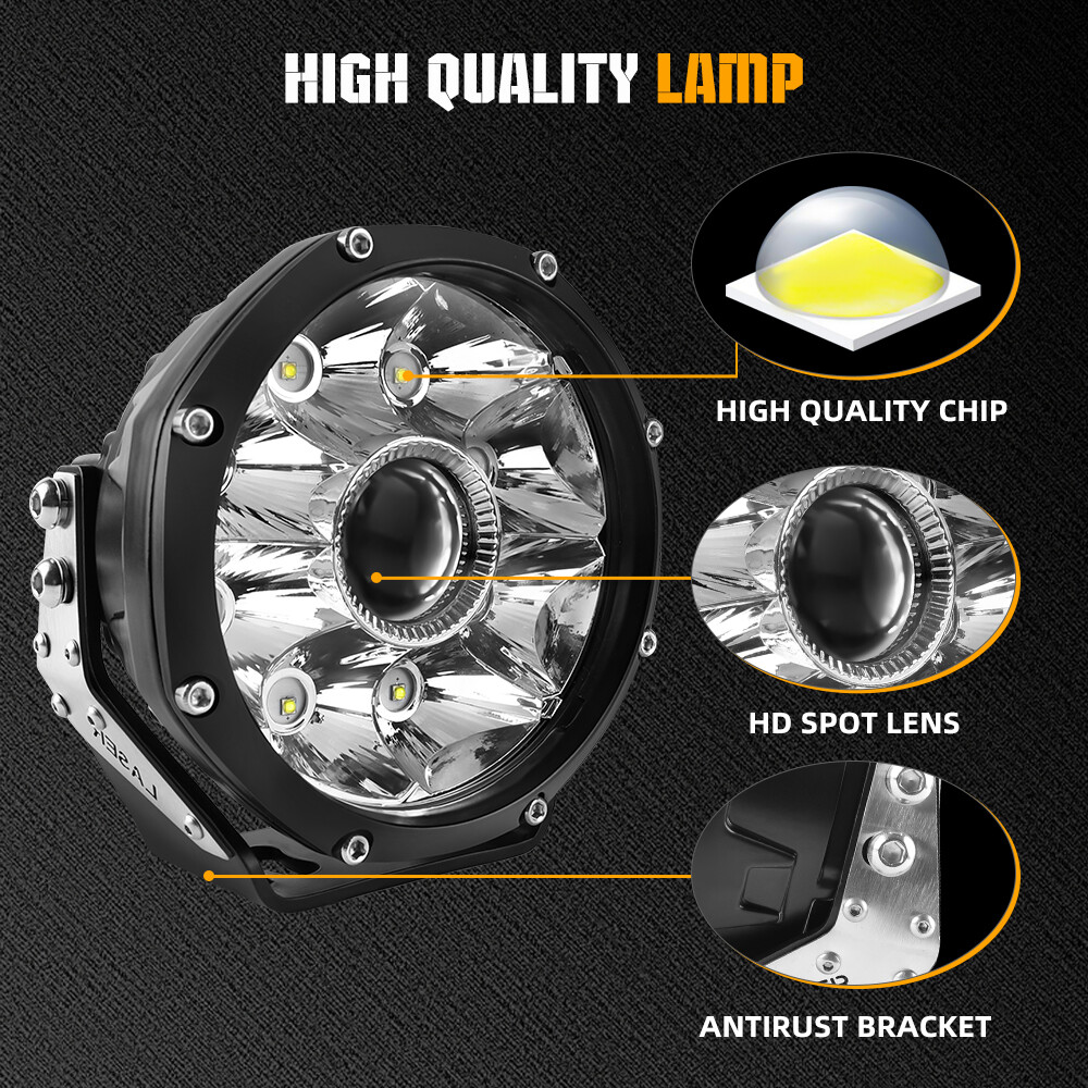 Pair 5" LED Work Lights Super Bright Offroad Driving Auxiliary Pods +2leads Wire