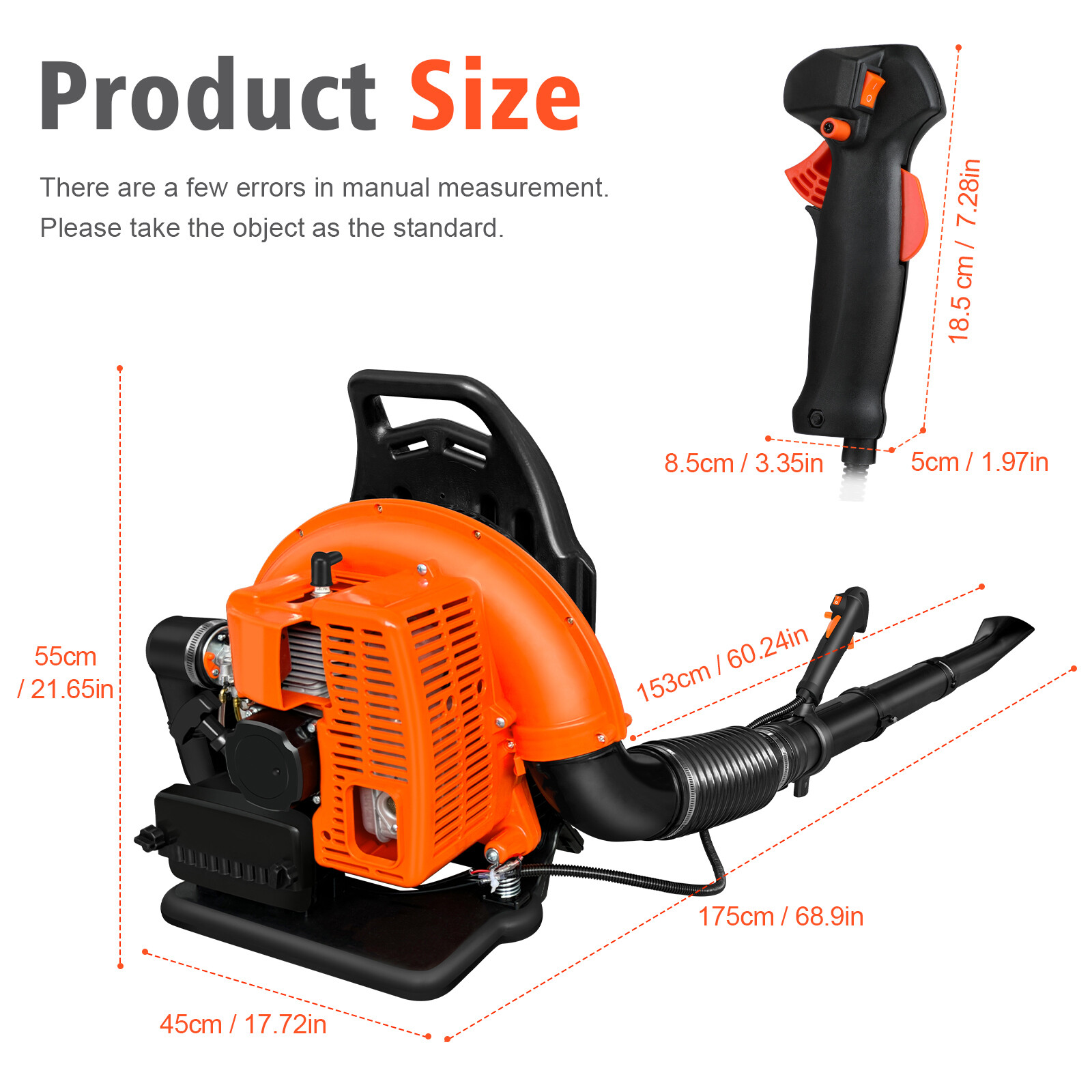 2024 New Upgraded 63CC 2-Stroke 665CFM 3HP Commercial Backpack Gas Leaf Blower