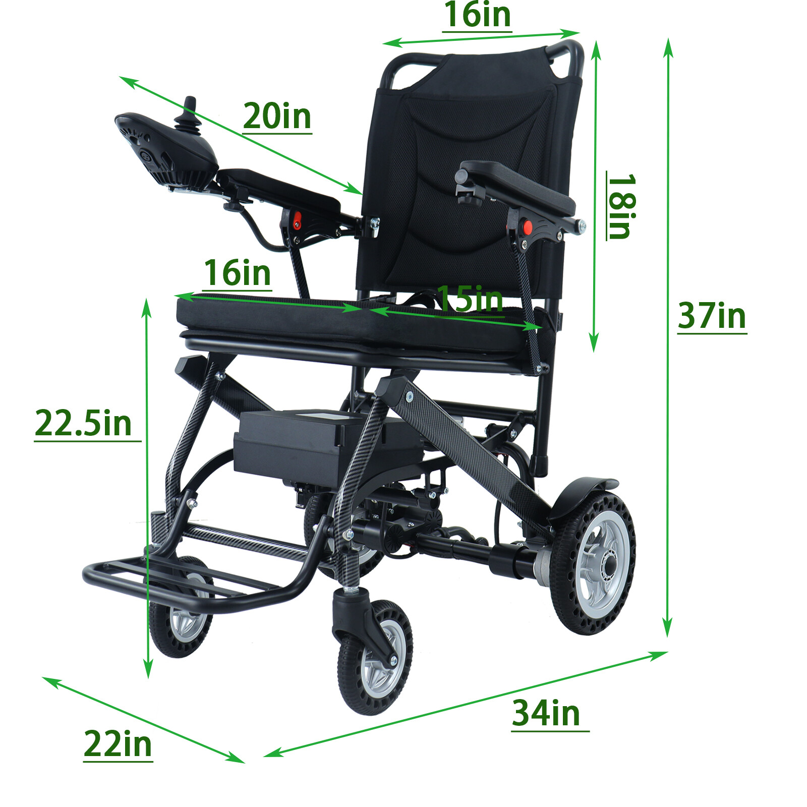 Electric Foldable Lightweight Portable Powerchair Travel Wheelchair All Terrain