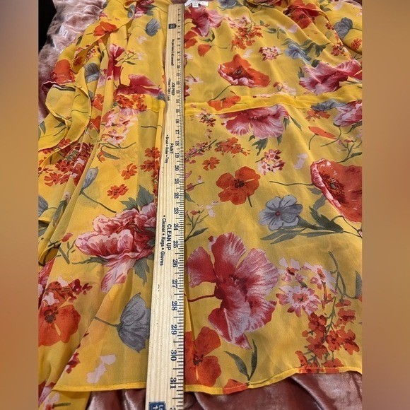 Floral Chiffon Kimono Beach Cover-Up Loose Flowy Vacation XLARGE