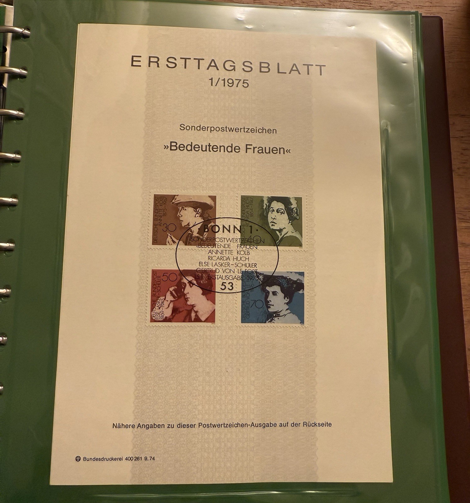 Lot Of 76 German ERSTTAGSBLATT Sonderpostwertzeichen Stamp Sheets 1974-1977 RARE