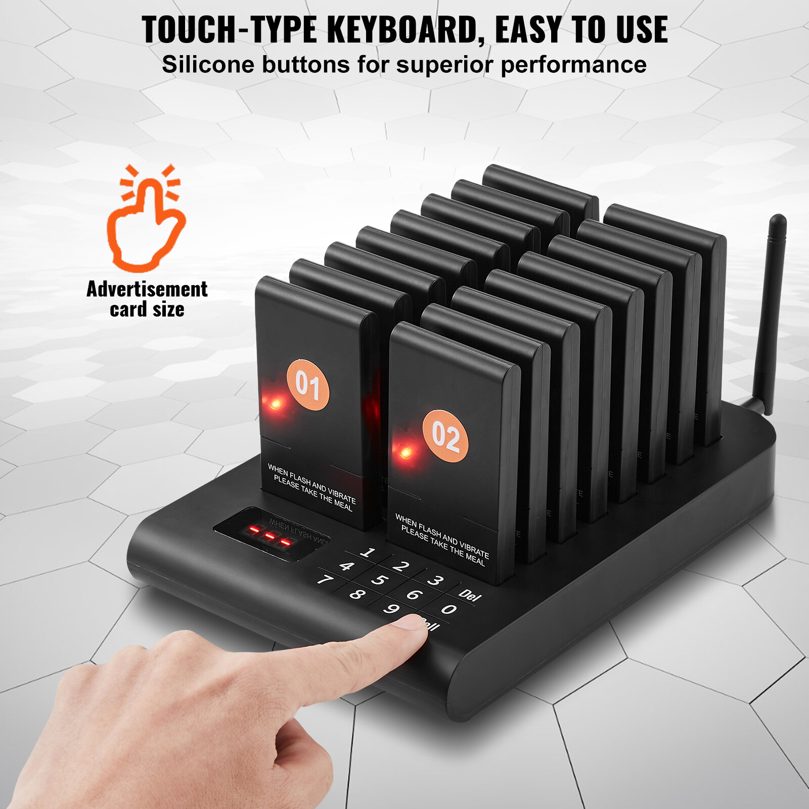 VEVOR Restaurant Pager System 16 Beepers Wireless Guest Paging Queuing Calling