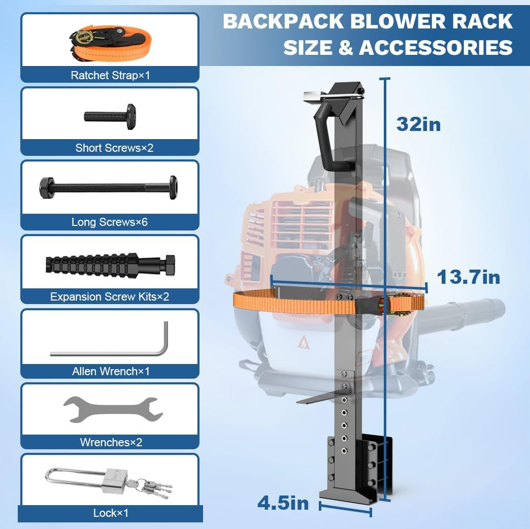 Heavy Duty Backpack Blower Rack, Leaf Blower Rack Holder for Trailers, Backpack