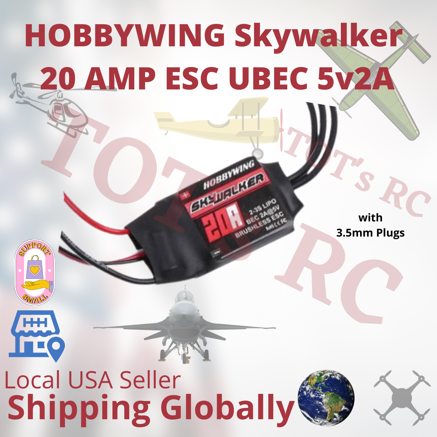 Hobbywing Skywalker 12A 20A 30A 40A 50A 60A 80A 100amp ESC 2-6s w/BEC