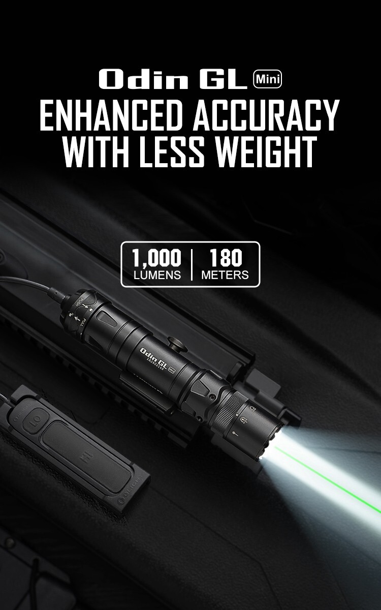 Olight Odin GL Mini 1000 Lumen Tactical Flashlight, White LED & Green Laser