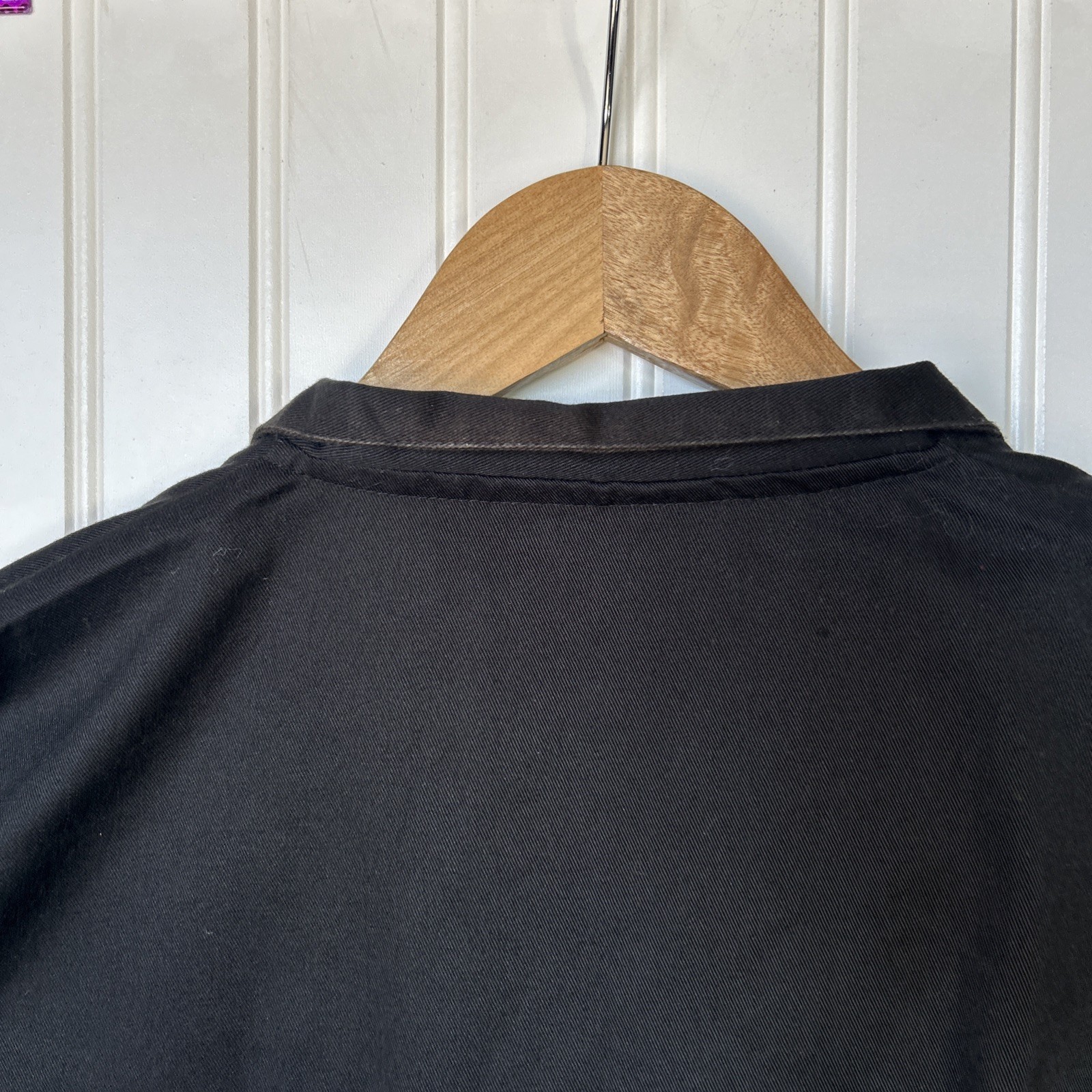 Happy Chef Men's Chef Coat Black Button-Down Long Sleeve L