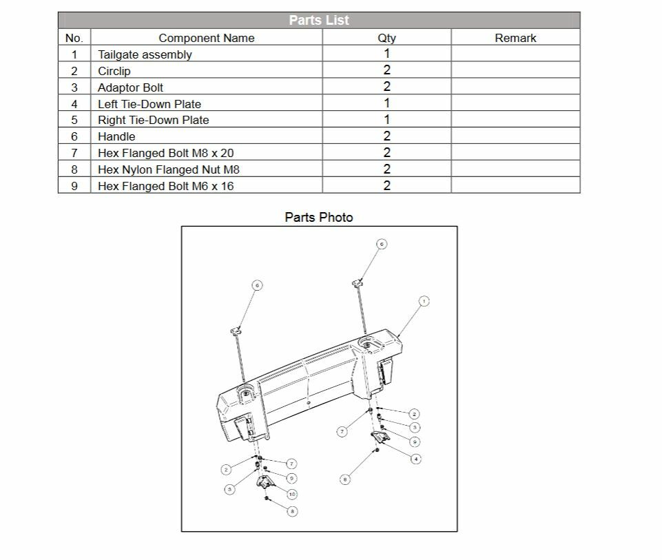 2020-2024 Genuine Kawasaki Teryx KRX KRX4 1000 Rear KQR TailGate 99994-1327