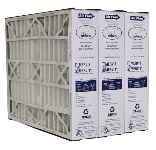 Trion Air Bear 259112-102 (3 Pack) Pleated Furnace Air Filter 20"x25"x5" MERV 11