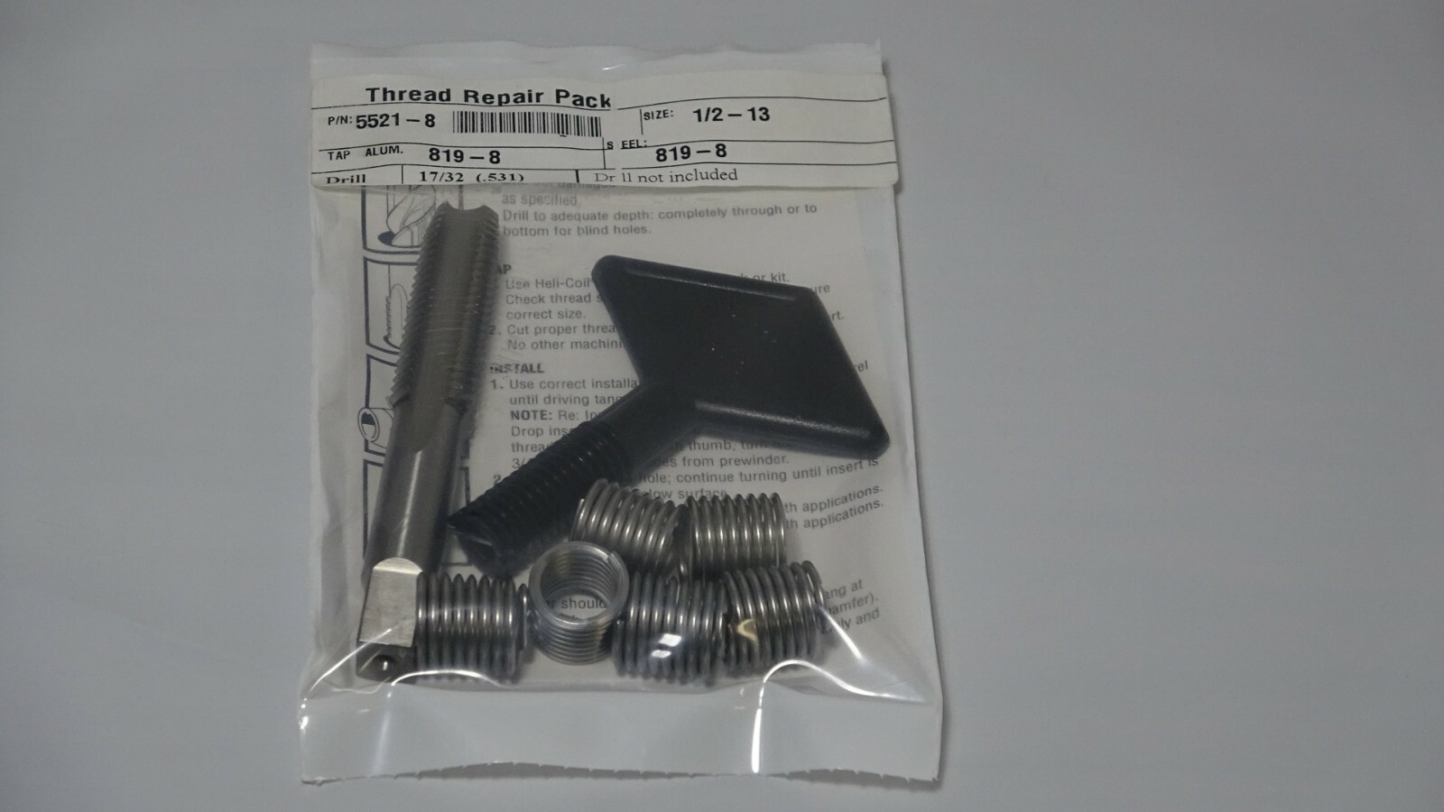 Thread Repair Kit 1/2-13 UNC SAE With 6 Inserts 5521-8 On SALE 21.95