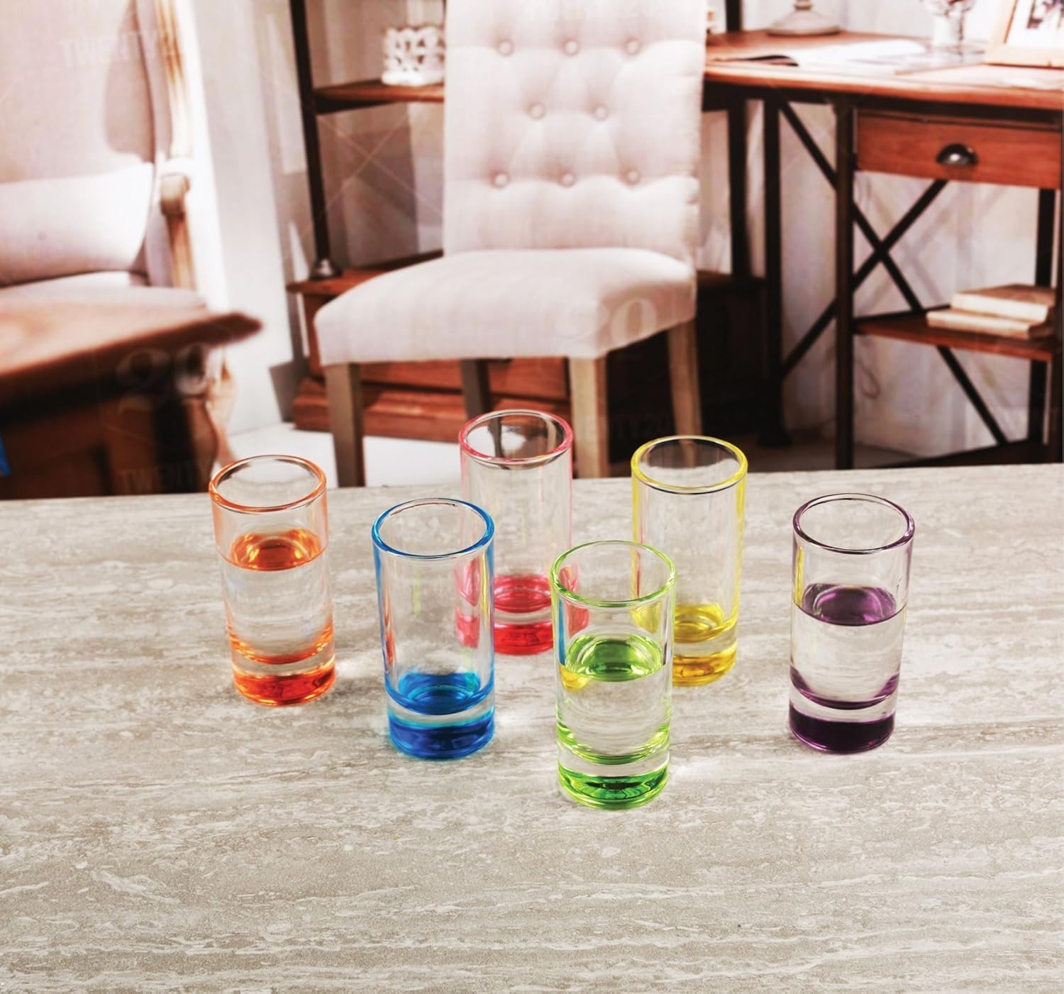 CircleWare Paradise 6pc 1.2 Oz Multicolored Shot Glasses NEW