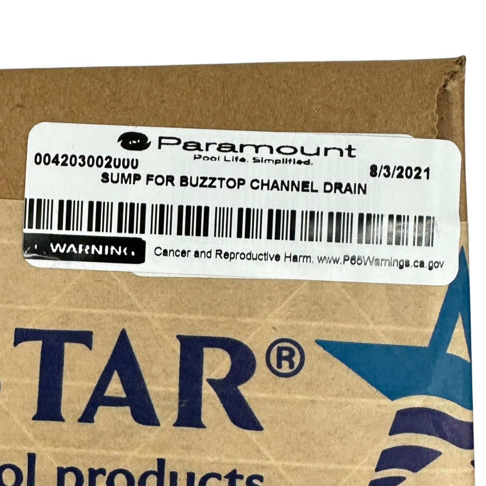 AquaStar 32CDP101 Paramount 3 Port Sump for BuzzTop Channel Drain PVC 32in