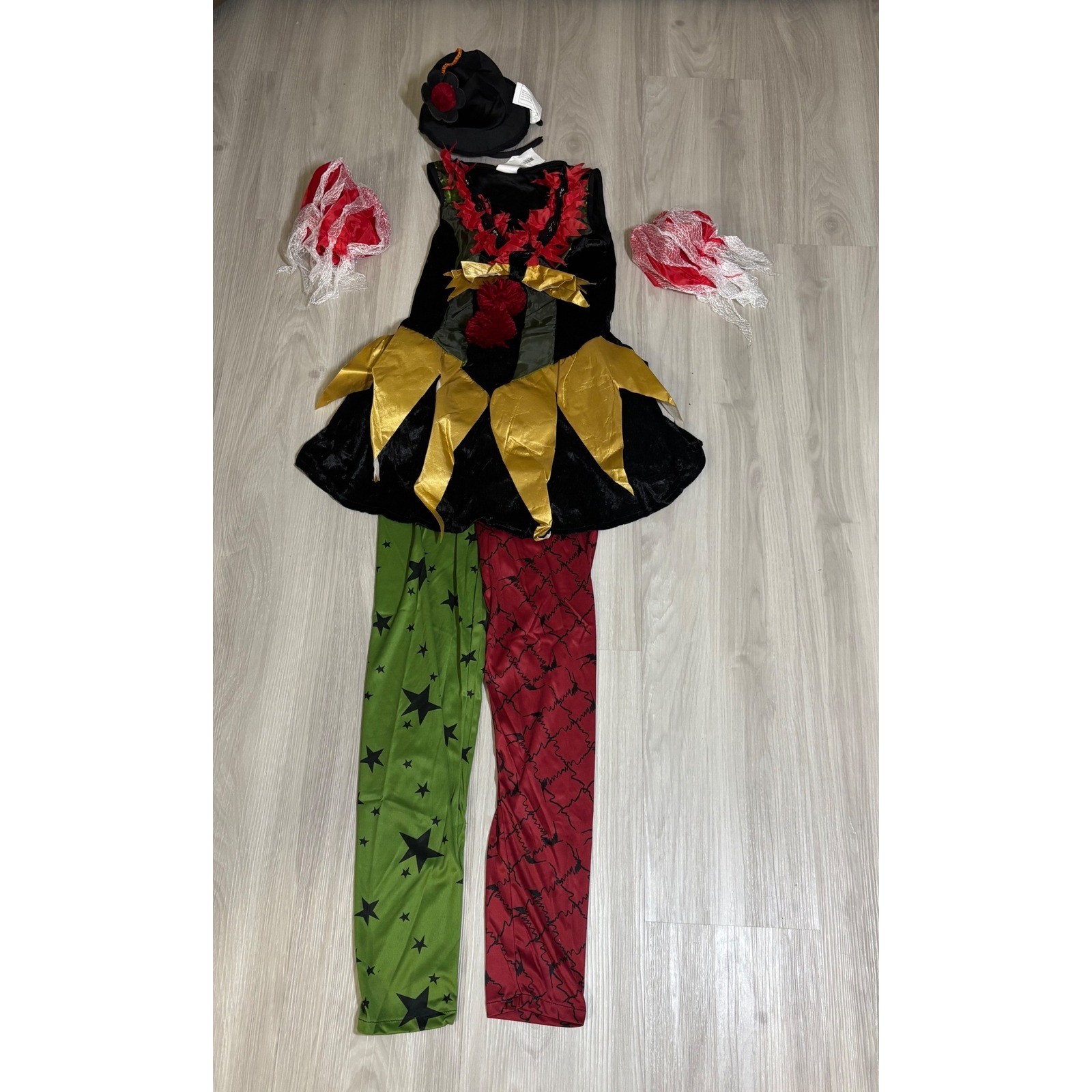 Rubies Evil Clown Costume Womens S Red Black Halloween Cosplay Dress Leggings