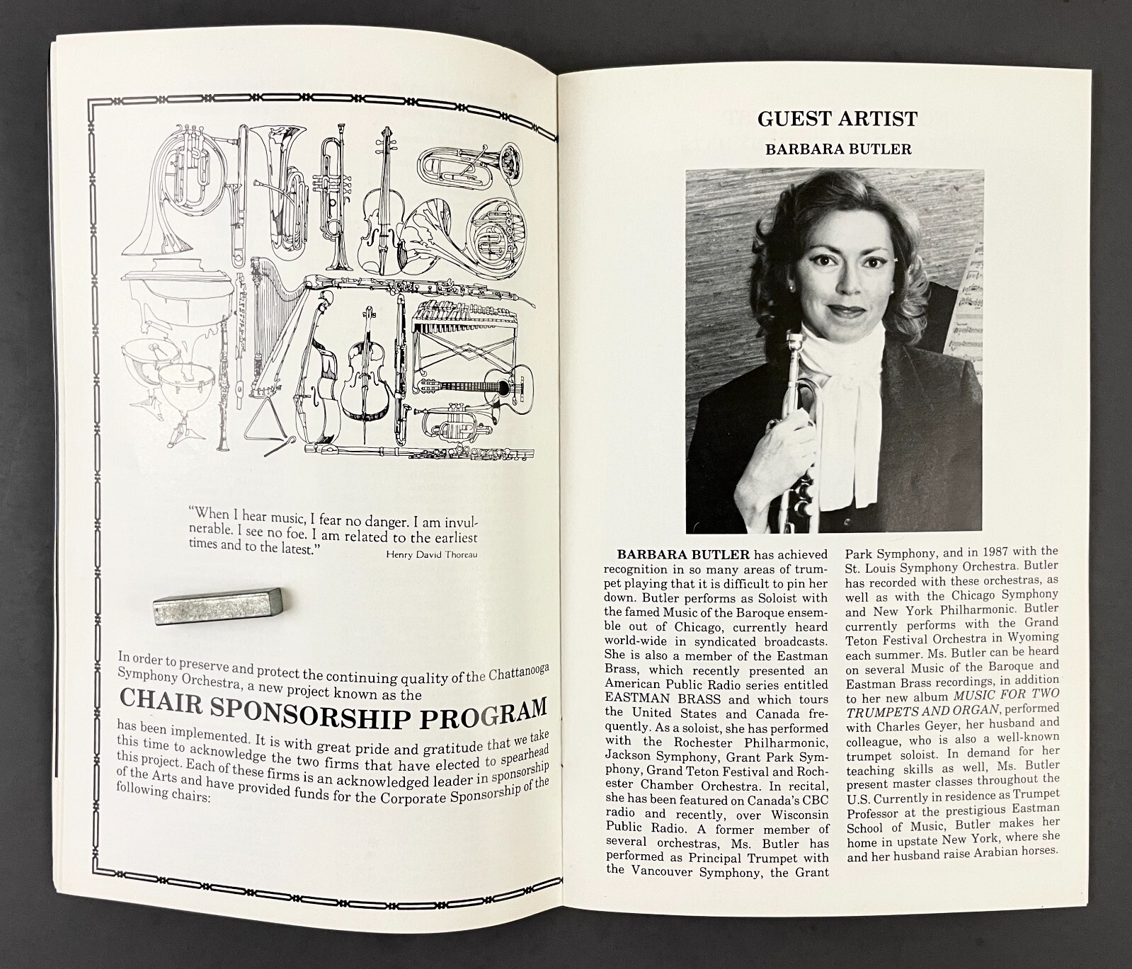 1988-1989 Season Chattanooga Symphony Opera Vintage Playbill Tennessee Ads