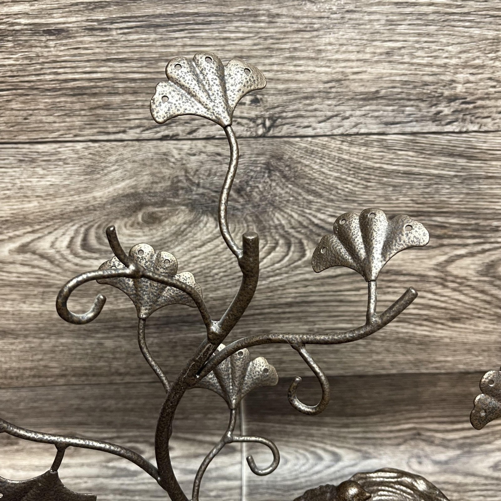 Metal Jewelry Tree Brown Rustic Primitive Tabletop Ring Necklace Earring Holder