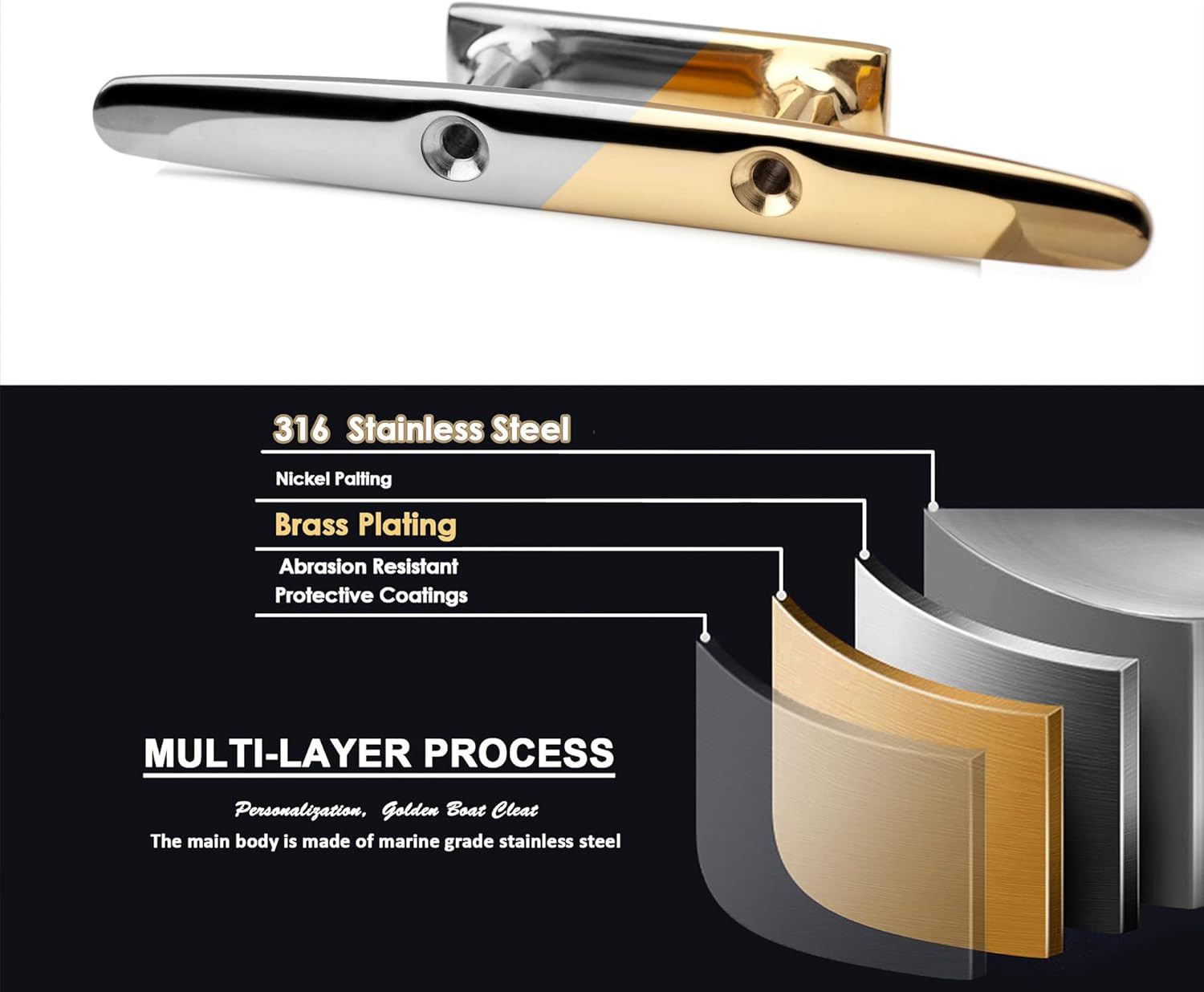 Brass Boat Cleats 6 Inch Brass Color Boat Cleat 316 Stainless Steel Boat Open Ba