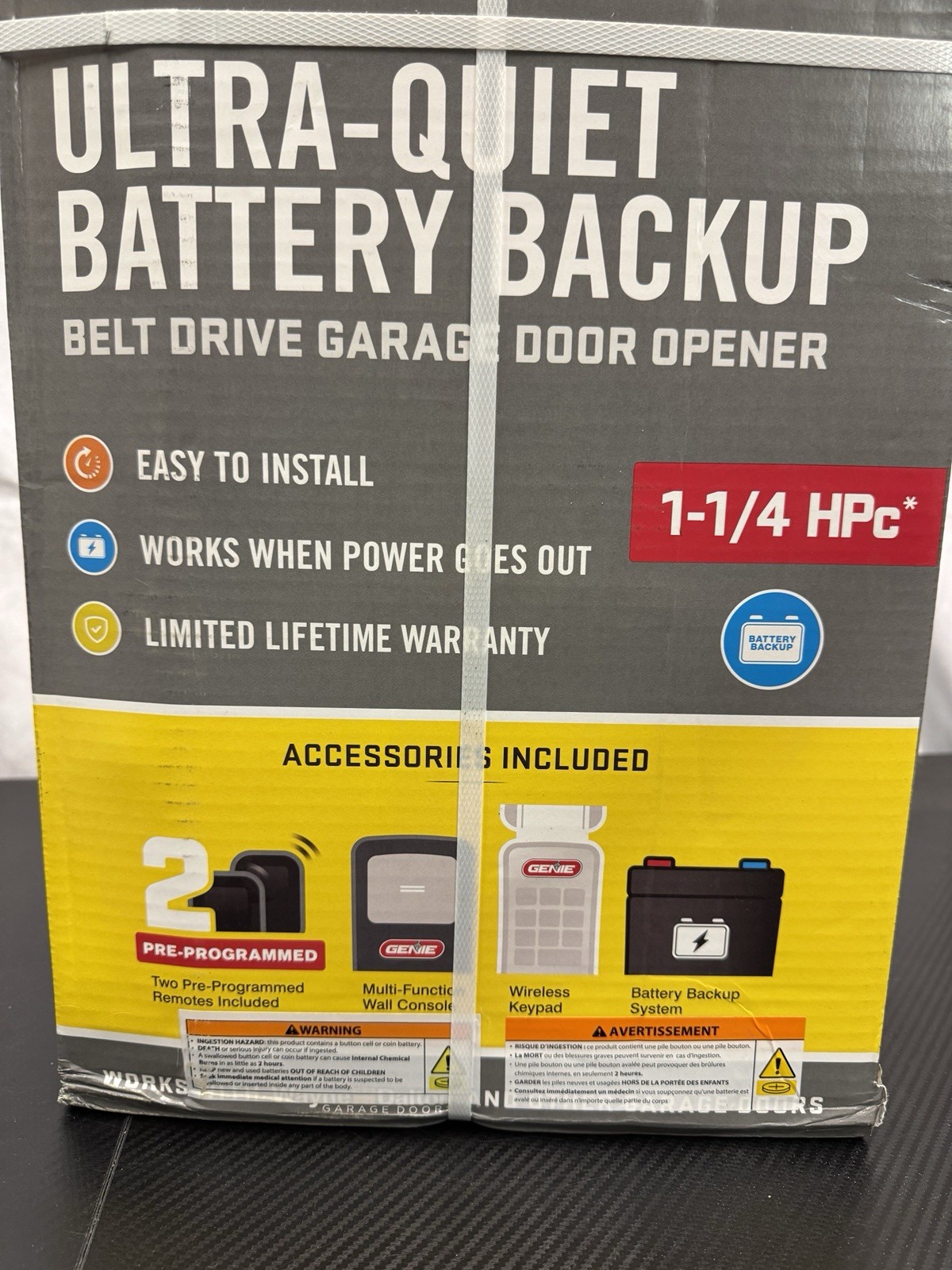 Genie Garage Door Opener+ Battery Back-Up+Keypad 1 ¼ HPc Belt drive 38959Y Model
