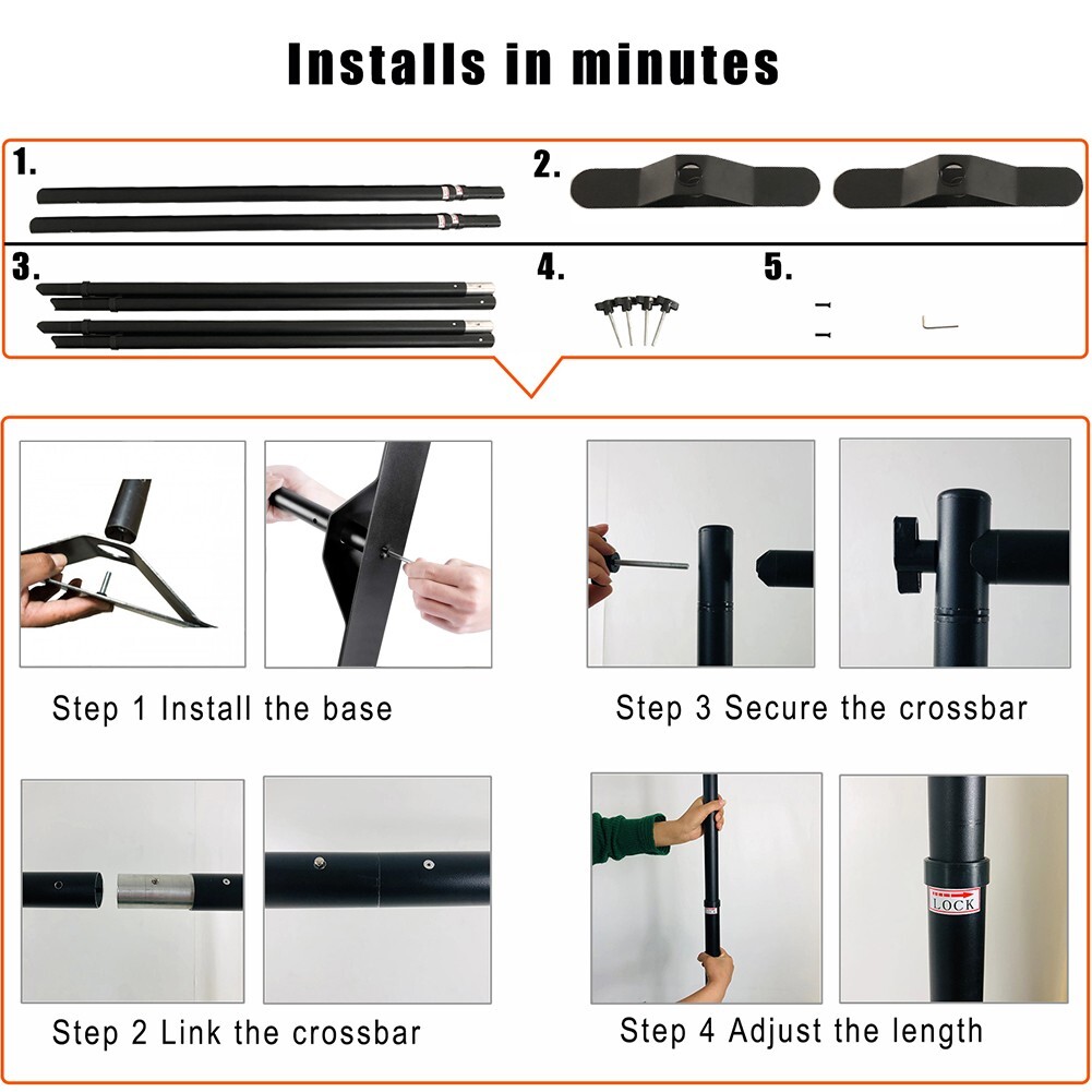 Heavy-Duty Tube Step and Repeat Backdrop Telescopic Banner Stand Adjustable 8x10