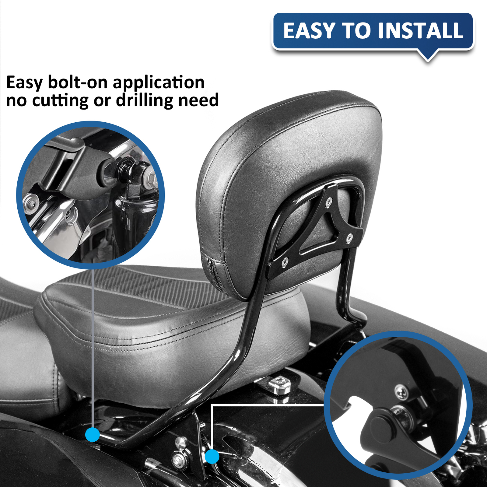 Black Backrest Sissy Bar & Stealth Rack For 09-23 Harley Road Glide Street Glide