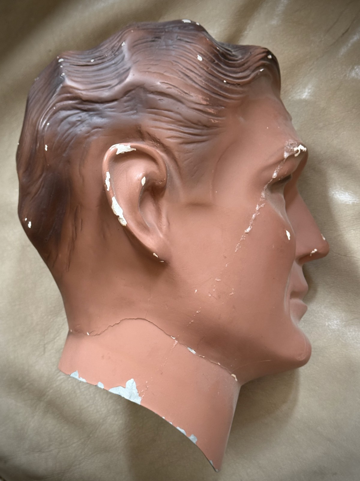 Very Vintage Male Mannequin Head / Silvestri Hollywood / Plaster Head & Tin Neck