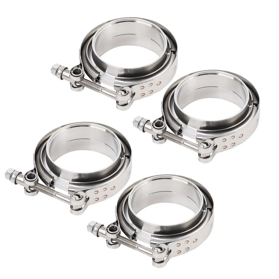 2.25" V Band Clamp With Flange Male Female Stainless Steel Joins 2.25" OD 4Pcs