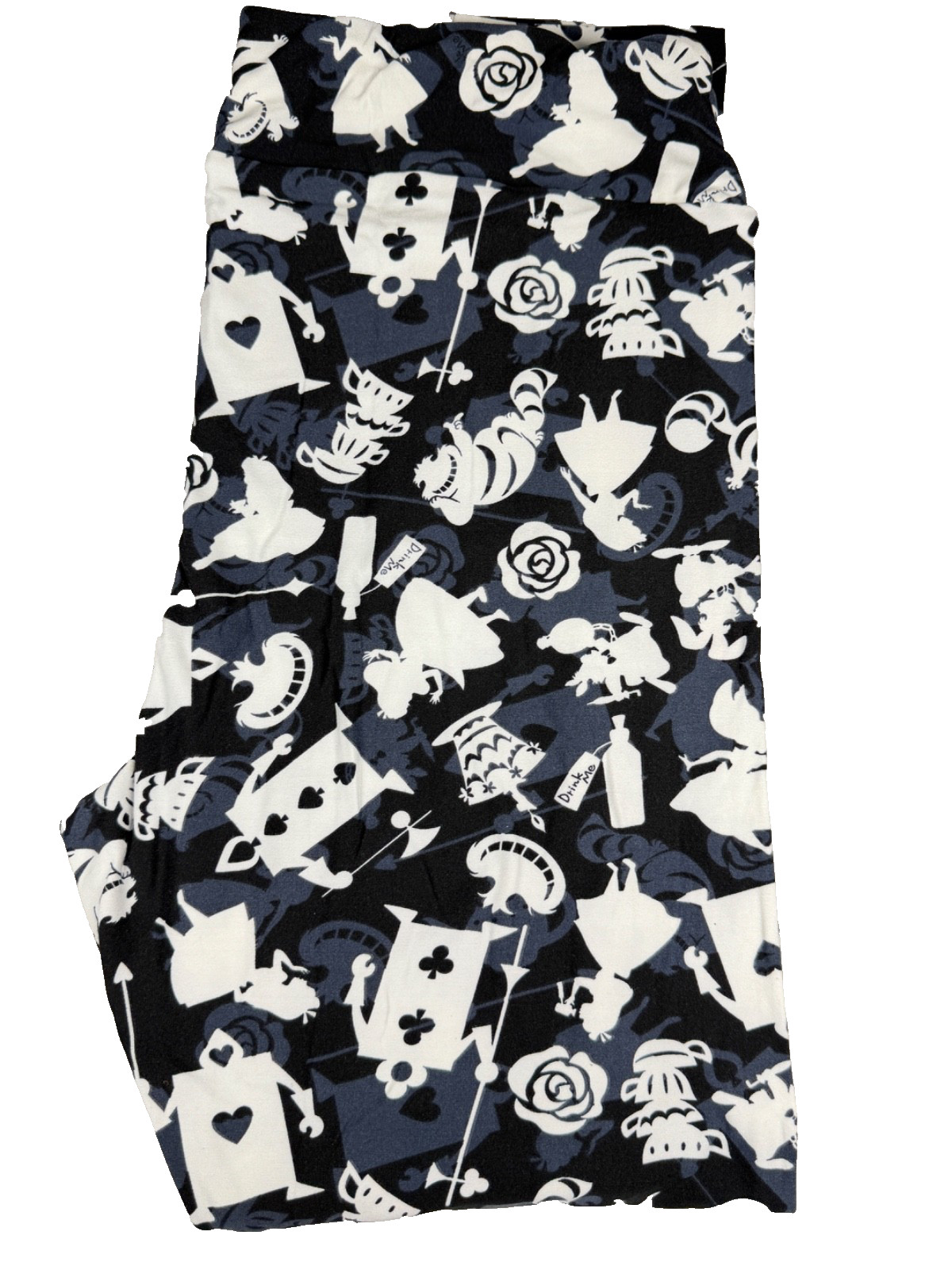 New Disney Alice in Wonderland LuLaRoe Tall Curvy 2 Leggings Black