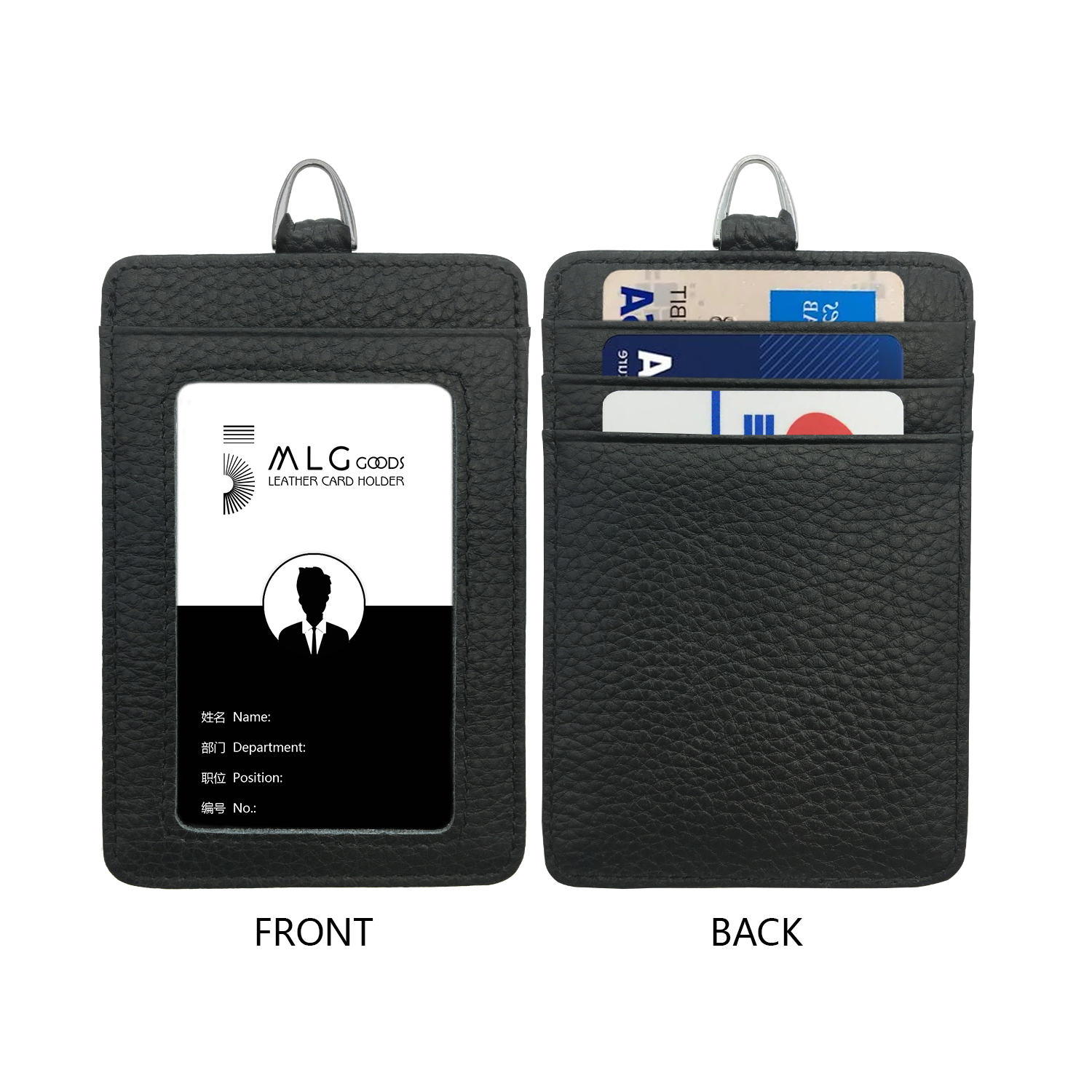 Leather Work Id Badge Holder for Men and Women with Clip Lanyards ( 1 pcs)