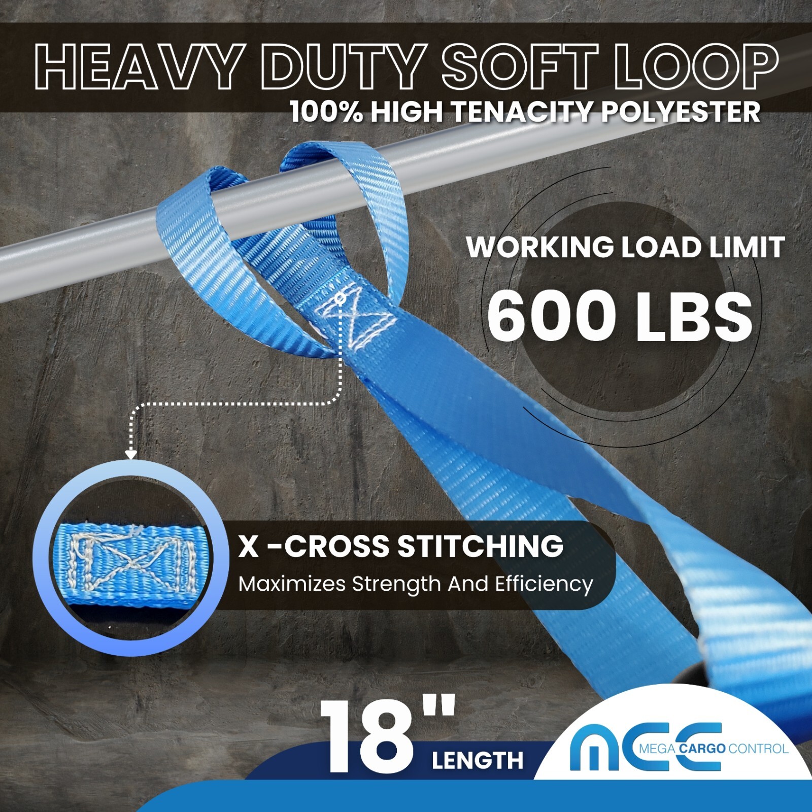 USA 8 Pack Heavy Duty 18" Soft Loop Tie Down Strap Motorcycle Dirt-Bike ATV UTV