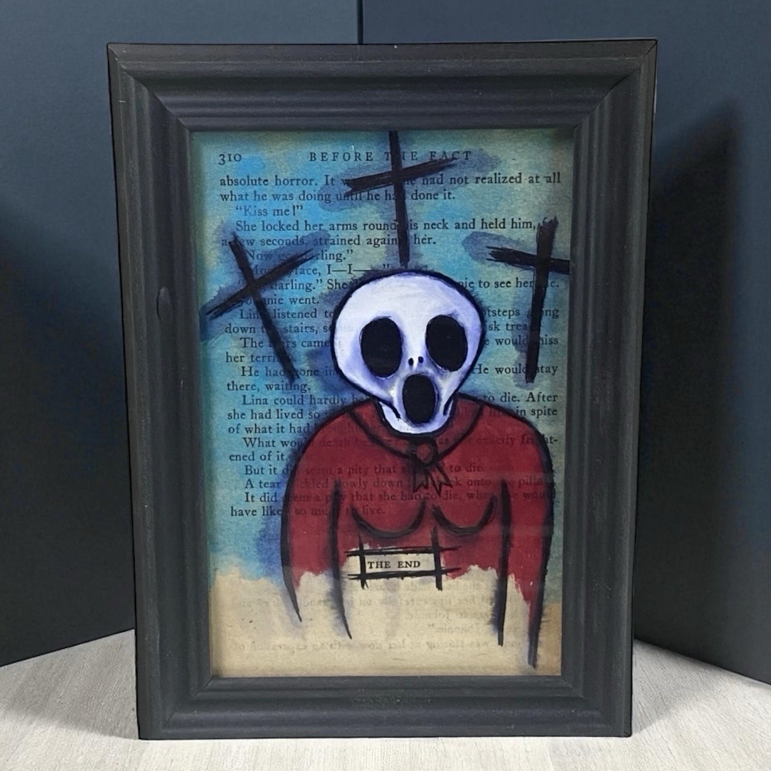 Original Painting Ghost Woman The End #5 framed Dark art Halloween Ooak