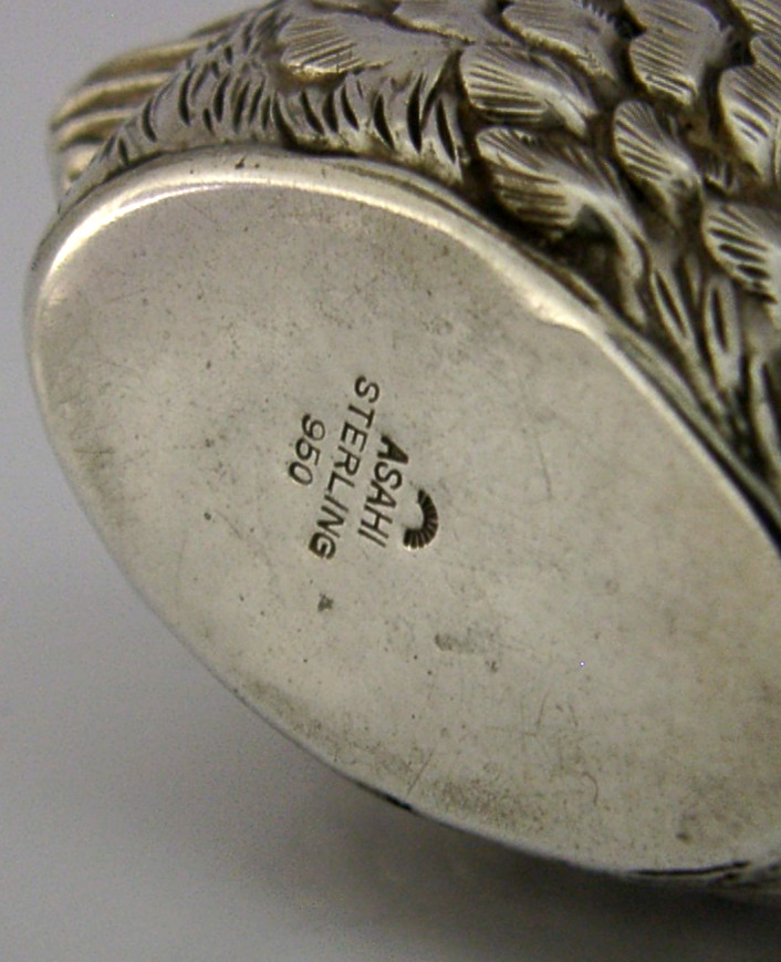 UNUSUAL JAPANESE 950 SOLID STERLING SILVER SWAN SALT CELLAR c1920 ANTIQUE